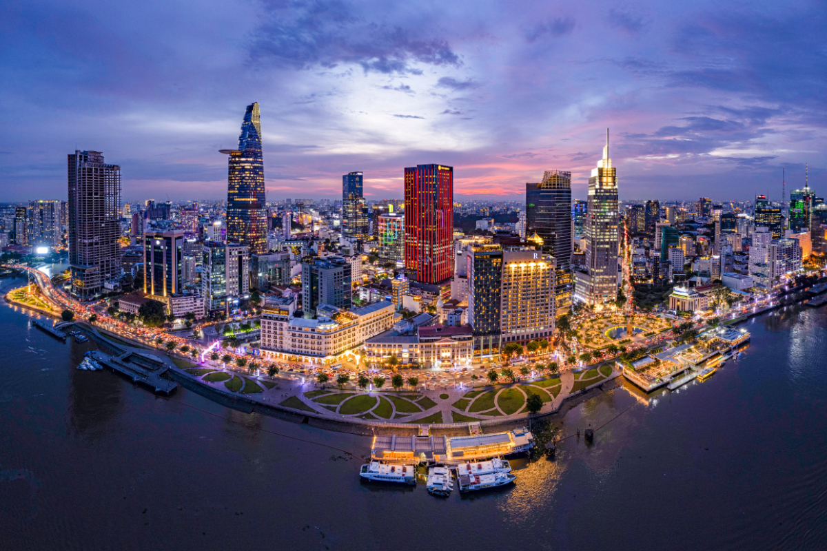 View of Ho Chi Minh City skyline at night